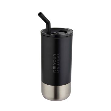 Vaso aislante con pajita de acero y de punta de silicona 480ml