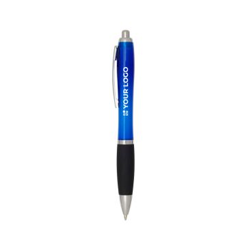 Bolígrafo de clic de plástico reciclado con agarre suave tinta negra