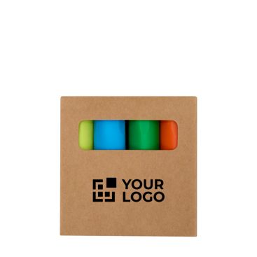 Set de mini rotuladores fluorescentes 4 colores en caja kraft