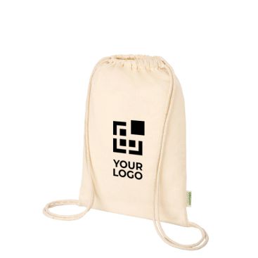 Bolsa con cordón de algodón orgánico de color natural 5L 100g/m2