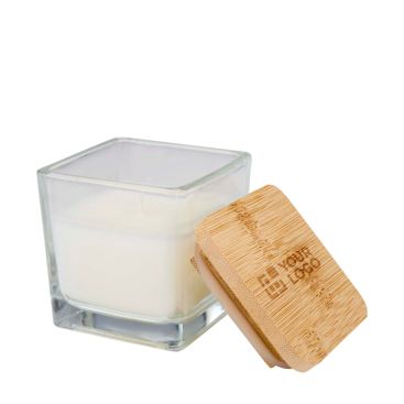 Vela aromática en tarro de vidrio con tapa de bambú 40g