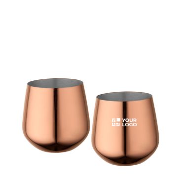 Juego de dos tazas en acero inoxidable con acabado en oro rosa 540ml