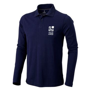 Polo de algodón para hombre de manga larga 180 g/m2 Elevate Life de color azul oscuro ideal para trabajadores y hostelería