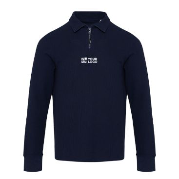 Polo algodón unisex manga larga con media cremallera 245g/m2 Elevate