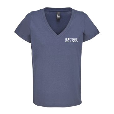 Camiseta de algodón semi peinado para mujer en cuello V SOL'S