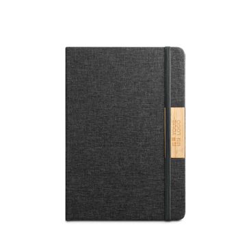 Cuaderno con tapa dura de bambú y RPET con cierre A5 hojas a rayas