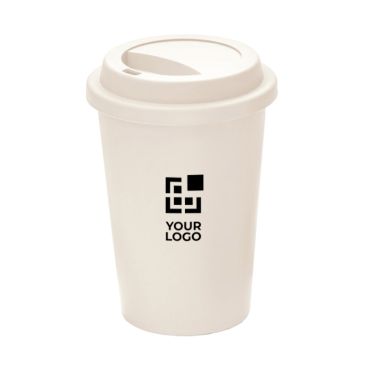 Vaso para llevar personalizado reutilizable de plástico de pared simple con tapa 450ml