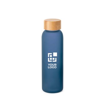 Botella de vidrio esmerilado con tapón de rosca de bambú 520ml