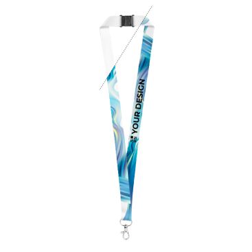 Lanyard de poliéster reciclado con cierre de seguridad y mosquetón
