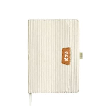 Libreta de tejido pana con bolsillo frontal y portaboli A5 hojas lisas