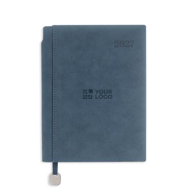 Agenda diaria con tapa tacto gamuza y placa metálica A5