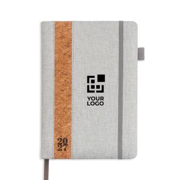Agenda diaria con funda lino-corcho y cierre elástico A5