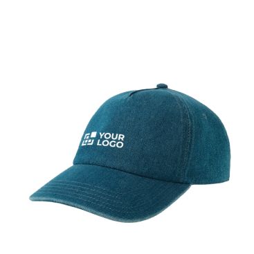 Gorra de béisbol denim ecológica de 5 paneles con cierre hebilla
