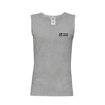 Camiseta sin mangas de algodón para hombre 145 g/m2 B&C vista de impresión disponible en gris jaspeado o negro