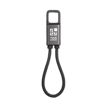 Llavero de plástico reciclado con cable USB-C y carga rápida 60W