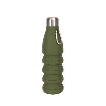 Botella de silicona libre de BPA plegable con mosquetón 550ml