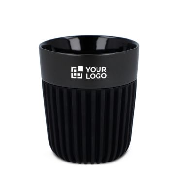Taza fabricada en Europa con funda de silicona negra 280ml