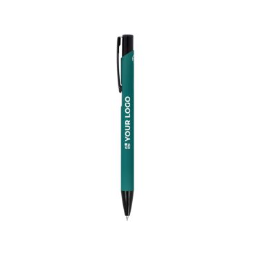 Bolígrafo de aluminio reciclado con clip negro y tinta azul