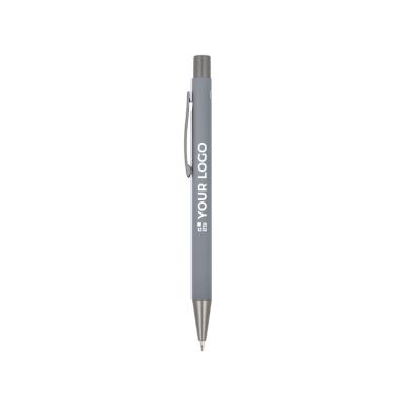 Bolígrafo de aluminio con tacto suave, cuerpo esbelto y tinta negra