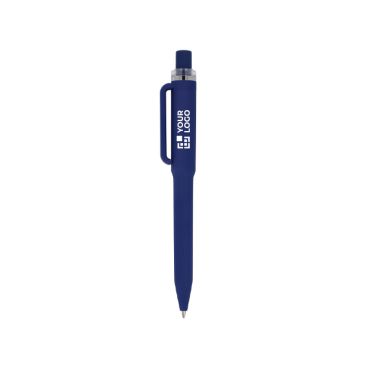 Bolígrafo de plástico reciclado con acabado suave y tinta azul