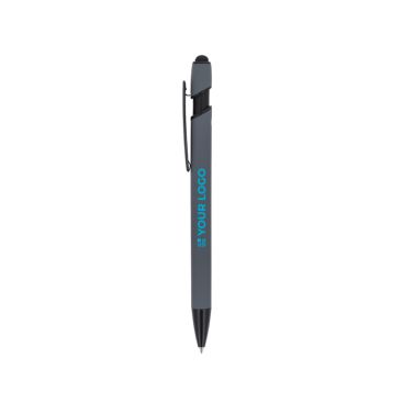 Bolígrafo de aluminio reciclado de tacto suave con stylus tinta azul