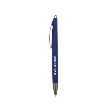 Bolígrafo giratorio de plástico con acabado suave y tinta azul