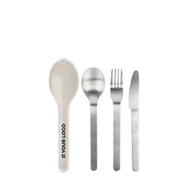 Set de 3 cubiertos de acero inox en estuche de plástico resistente