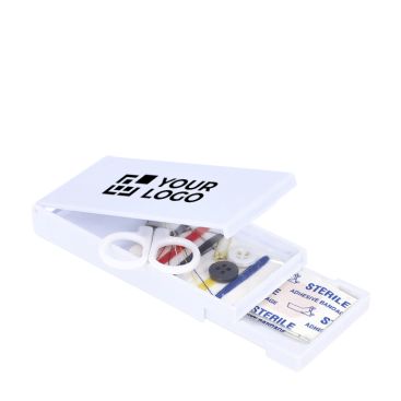 Kit de costura en caja de plástico con tiritas ideal para viajes