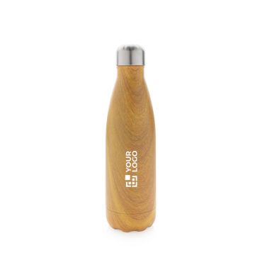 Botella de acero con estampado de madera vista principal