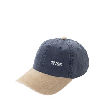 Gorra de 6 paneles de algodón bicolor con cierre ajustable 270 g/m2