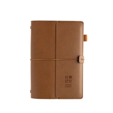 Libreta recargable con bolsillos y cierre elástico PU A5 hojas a rayas