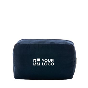 Neceser con logo fabricado en lona reciclada de 285 g/m2 color azul marino