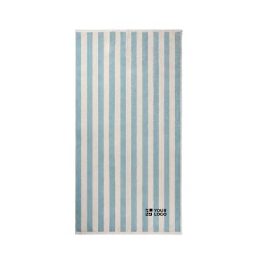 Toalla de playa de algodón reciclado rayas bicolor 450 g/m² 80 x160 cm