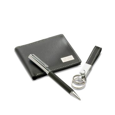 Llavero de metal, cartera de PU y bolígrafo tinta azul Executive Llavero de metal, cartera de PU y bolígrafo tinta azul Executive