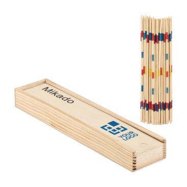 Mikado publicitario en caja de madera vista principal