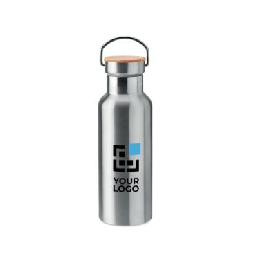 Botellas de acero personalizadas con tapa de bambú con asa 500ml Clip Botellas de acero personalizadas con tapa de bambú con asa 500ml Clip