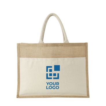 Bolsa de jute con bolsillo para imprimir vista principal