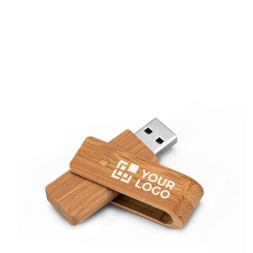 USB grabados o impresos giratorios de madera de bambú oscuro o claro Ecotwist USB grabados o impresos giratorios de madera de bambú oscuro o claro Ecotwist