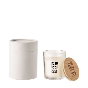 Velas aroma vainilla con tapa de madera vista principal