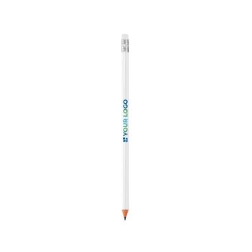 lápiz bic con goma personalizado con logo color blanco
