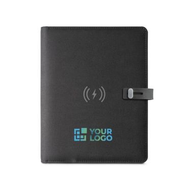Carpeta con cargador inalámbrico color negro primera vista