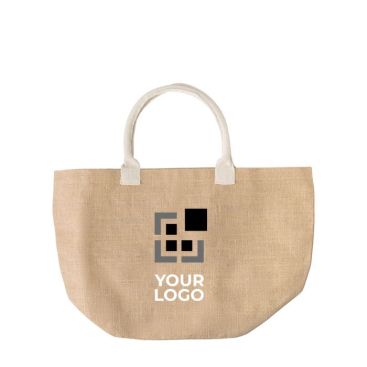 Bolsa de yute con asas de algodón color beige vista principal