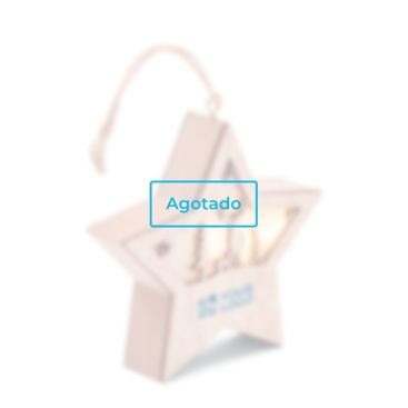 Estrella navideña de madera decorada con luz y cordón para colgar vista principal - Agotado