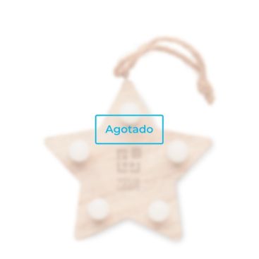 Estrella colgante navideña de madera con iluminación LED vista principal - Agotado