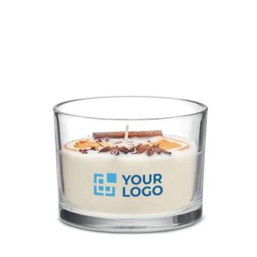 Vela de cera vegetal con flores y frutos, aroma de canela y cítricos