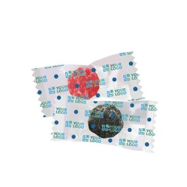 Bolsita individual de caramelos pectina en forma de bayas con azucar color multicolor vista principal