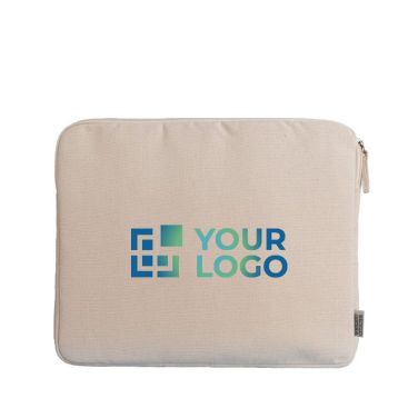 Funda para portátil de algododón reciclado con cierre de cremallera 14'' color natural vista principal