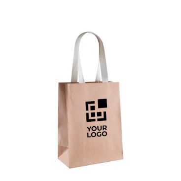 Bolsa de regalo de papel kraft con asas cortas de algodón 150g/m2 color beige vista principal