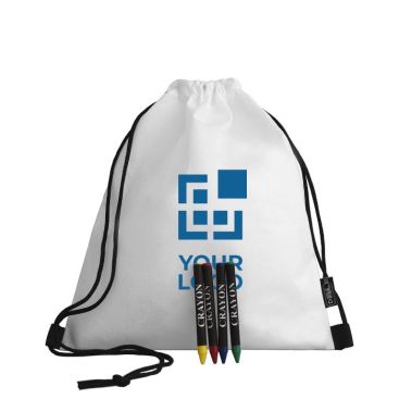Bolsa con cuerdas para niños personalizada con ceras para colorear