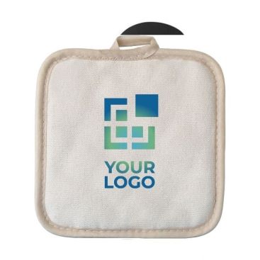 Agarrador de cocina de algodón reciclado con cinta para colgar vista principal